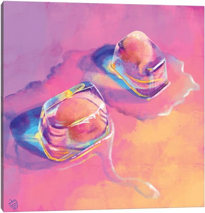 Melting Ice Cubes Canvas Art Print - Very Berry