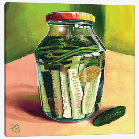 A Jar Of Pickles Canvas Print #VRB81} by Very Berry Canvas Print