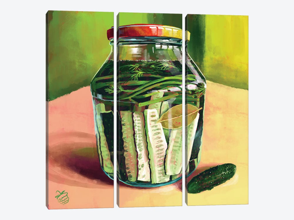 A Jar Of Pickles by Very Berry 3-piece Canvas Art Print