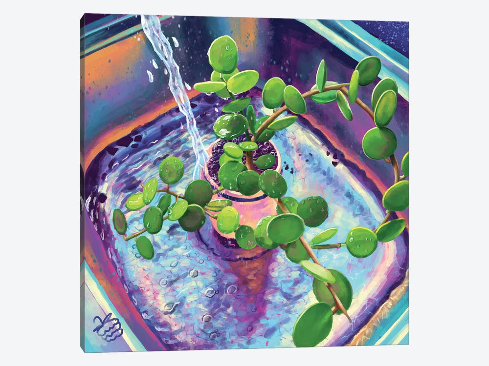A Plant Bath by Very Berry 1-piece Canvas Artwork