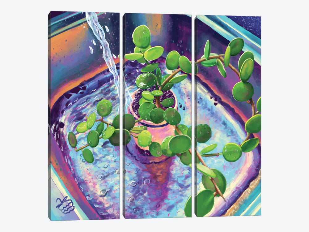 A Plant Bath by Very Berry 3-piece Canvas Artwork