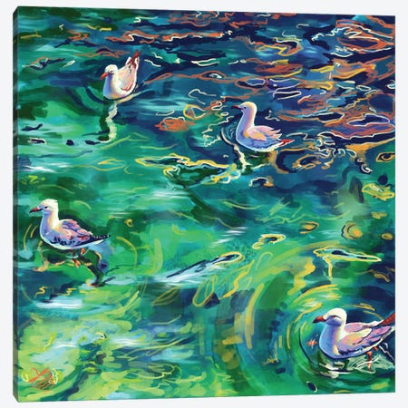 A Sea Of Seagulls Canvas Print #VRB83} by Very Berry Art Print