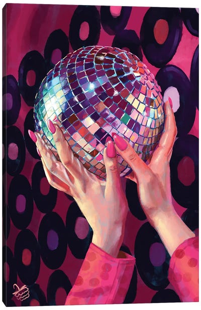 Barbie Retro Disco Dream In Pink Canvas Art Print - Disco Balls