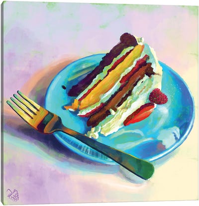 Berry And Cream Cake Canvas Art Print - Cake & Cupcake Art