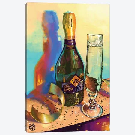 Festive Celebratory Prosecco Canvas Print #VRB91} by Very Berry Canvas Wall Art