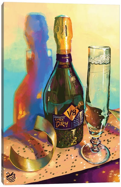 Festive Celebratory Prosecco Canvas Art Print - Champagne Art