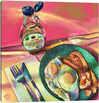 Eggs, Bacon And Maple Syrup Canvas Art Print - Egg Art