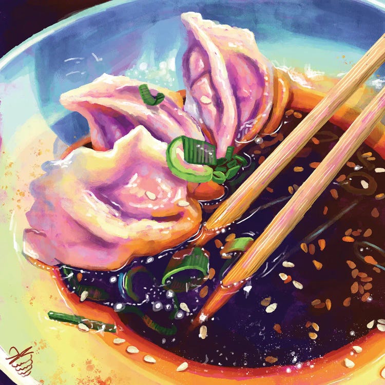 Dumplings In Chilli Oil by Very Berry wall art