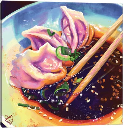 Dumplings In Chilli Oil Canvas Art Print - Very Berry