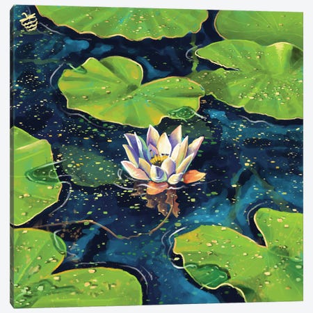 Water Lily In A Pond Canvas Print #VRB97} by Very Berry Canvas Print
