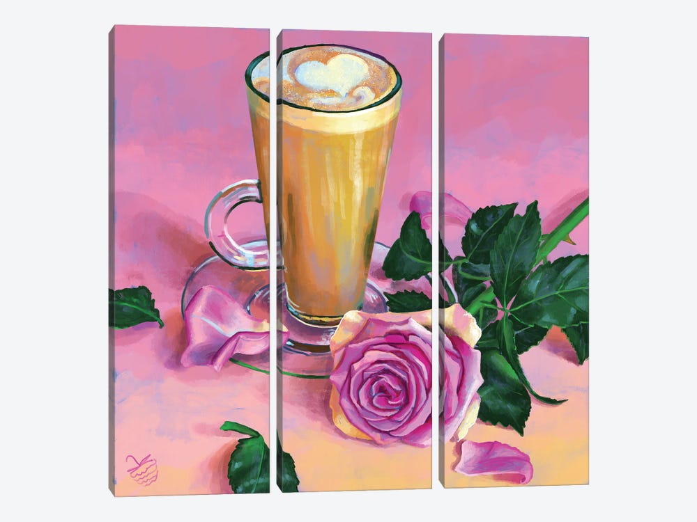 Heart Cappuccino And A Rose by Very Berry 3-piece Canvas Art