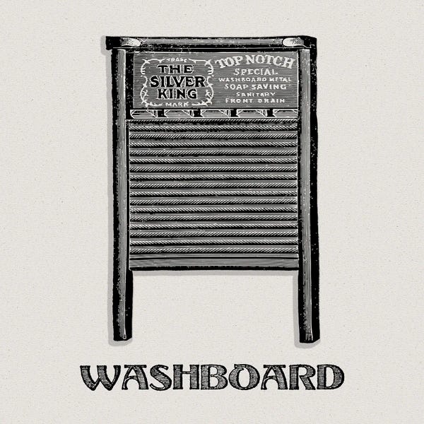 Equipment & Utensils: Laundry Day Washboard by Val Rhodes