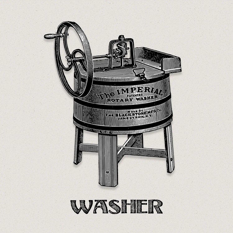 Laundry Day Washer by Val Rhodes wall art