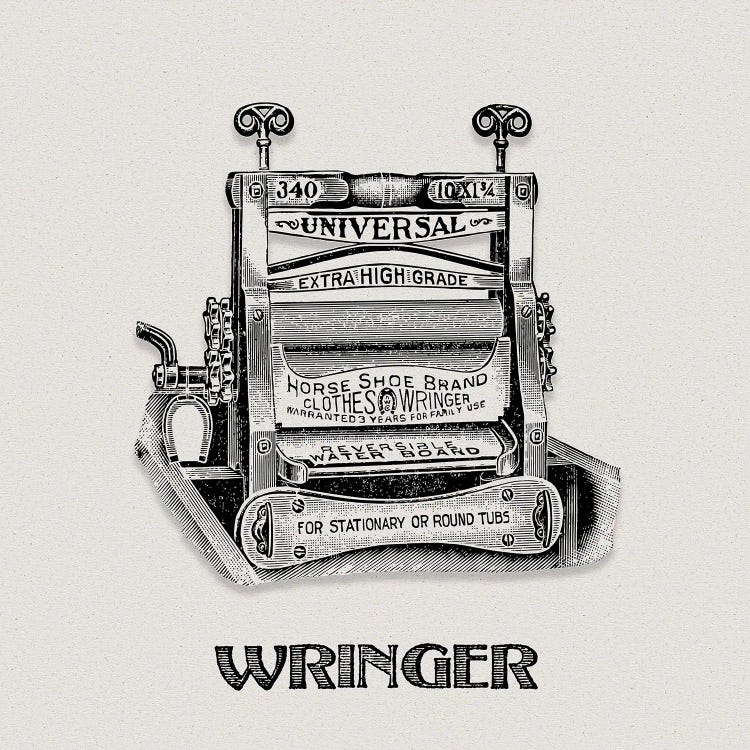 Laundry Day Wringer by Val Rhodes wall art