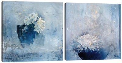 Blue Magnificence Diptych Canvas Art Print - Art Sets | Triptych & Diptych Wall Art