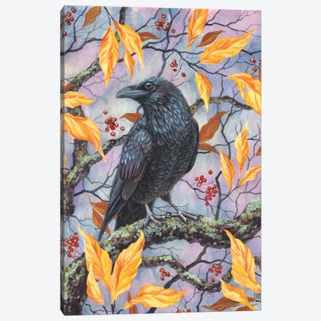 Autumn Raven Canvas Print #VRK11} by Vasilisa Romanenko Canvas Art Print