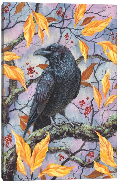 Autumn Raven Canvas Art Print - Vasilisa Romanenko