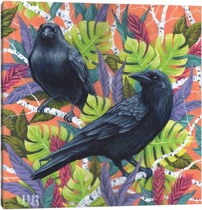 The Watchers Canvas Art Print - Crow Art