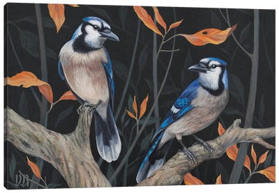 Blue Jays Canvas Art Print - Vasilisa Romanenko