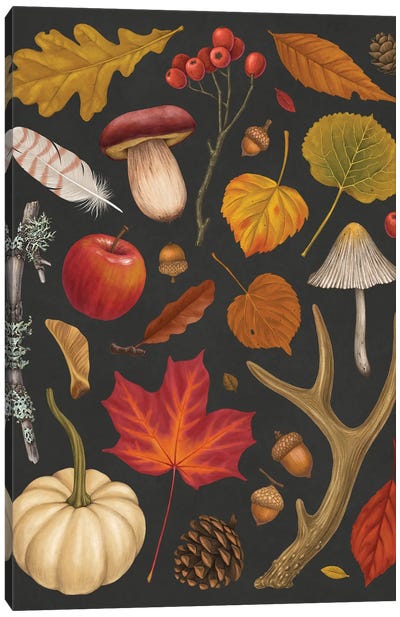Autumn Walk Canvas Art Print - Mushroom Art