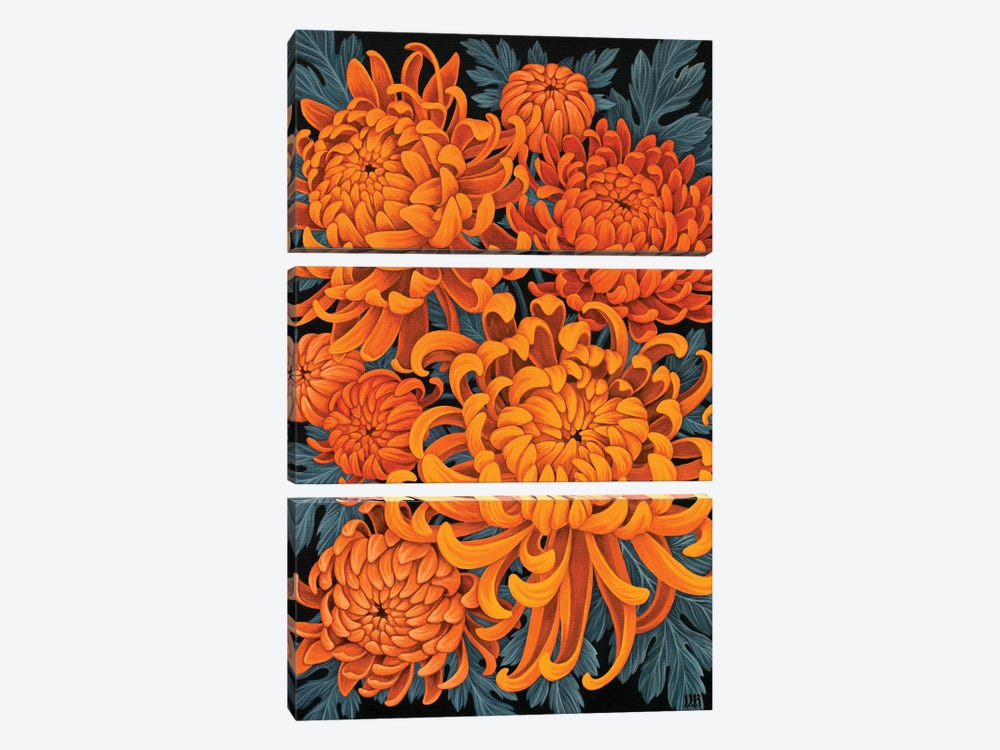 Chrysanthemums by Vasilisa Romanenko 3-piece Canvas Art Print