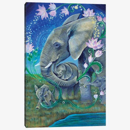 Elephants For Peace Canvas Print #VRW17} by Verena Wild Canvas Wall Art