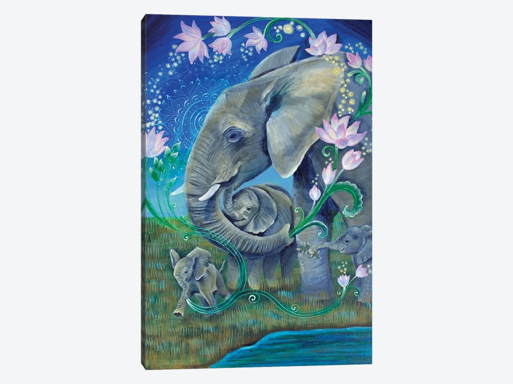 Elephants For Peace by Verena Wild 1-piece Canvas Print