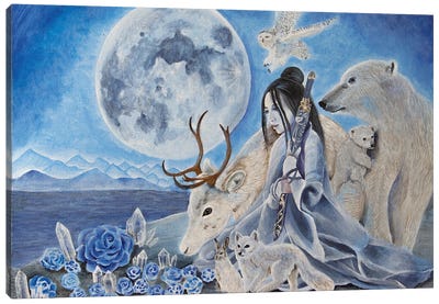 Snow Moon Canvas Art Print - Elk Art