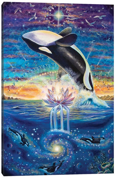 Rising From The Depths Canvas Art Print - Whale Art