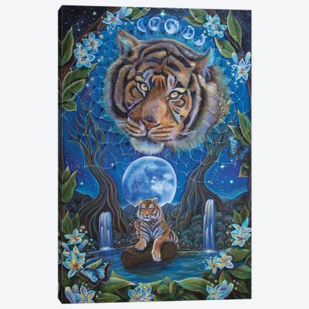 Tiger At Moonlight Canvas Print #VRW59} by Verena Wild Canvas Print