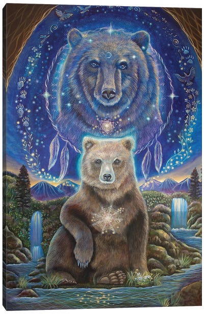 Keeper Of The Dreamtime Canvas Art Print - Grizzly Bear Art