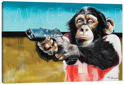 Savage World Canvas Art Print - Similar to Banksy