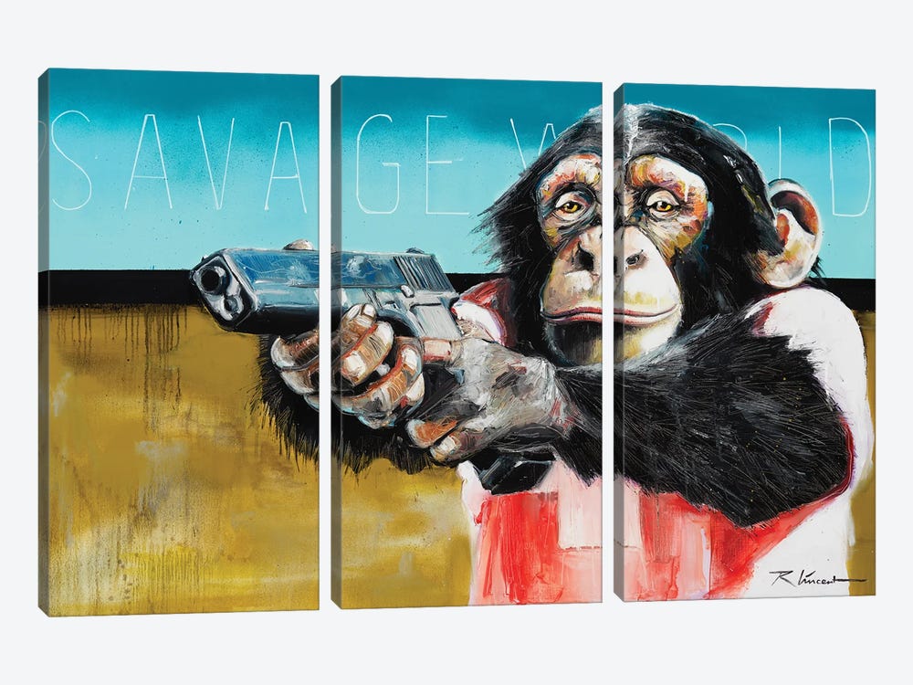 Savage World by Vincent Richeux 3-piece Canvas Wall Art