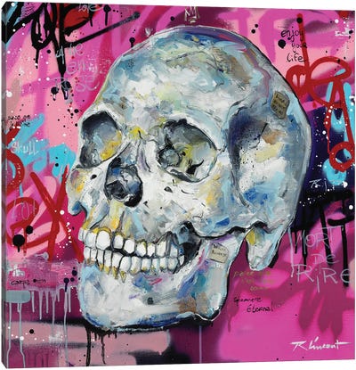La Vie En Rose Canvas Art Print - Skull Art