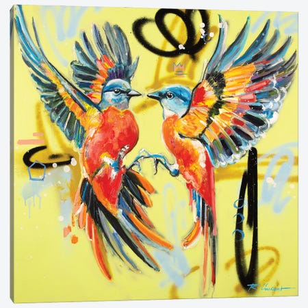 Birdy Kiss Canvas Print #VRX3} by Vincent Richeux Art Print