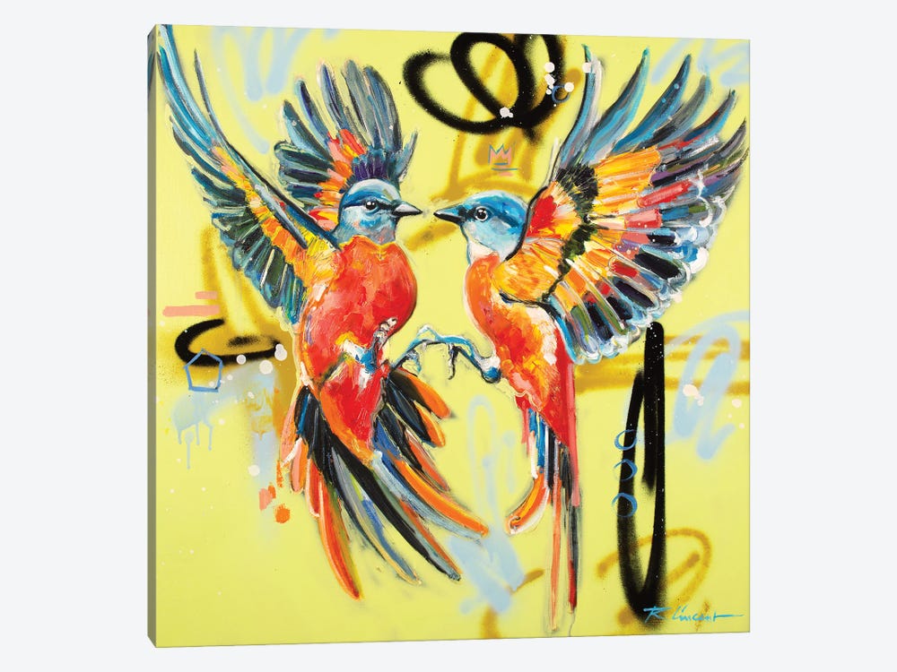 Birdy Kiss by Vincent Richeux 1-piece Canvas Wall Art