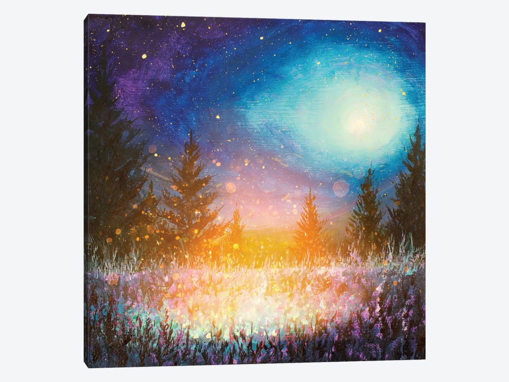 Night Fantasy Art Luminous Mystical Landscape by Valery Rybakow 1-piece Canvas Print