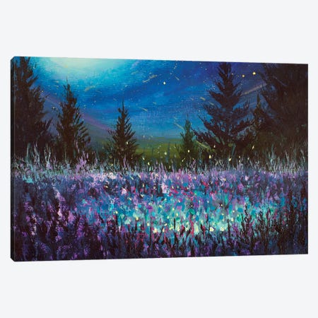 Purple Night Forest Landscape Canvas Print #VRY1012} by Valery Rybakow Canvas Artwork