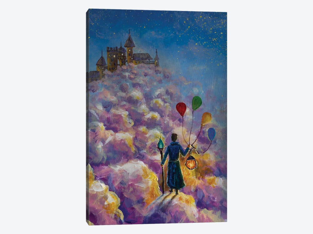 Sorcerer King Returns To His Magic Castle In Purple Clouds by Valery Rybakow 1-piece Canvas Art