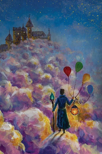Valery Rybakow: Sorcerer King Returns To His Magic Castle In Purple Clouds by Valery Rybakow