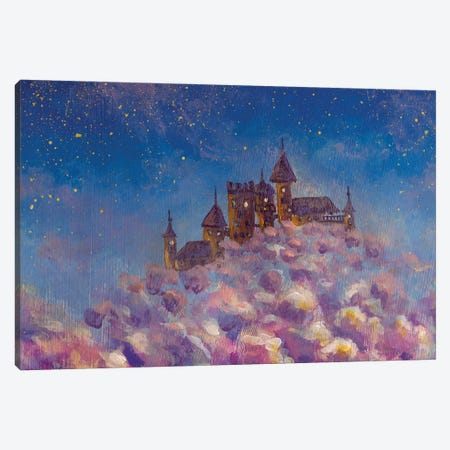 Fantasy Art Castle In Purple Fluffy Clouds Canvas Print #VRY1018} by Valery Rybakow Canvas Wall Art