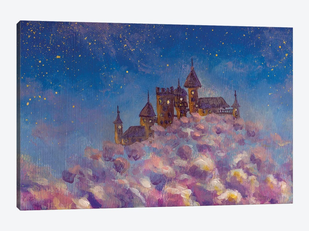 Fantasy Art Castle In Purple Fluffy Clouds by Valery Rybakow 1-piece Art Print