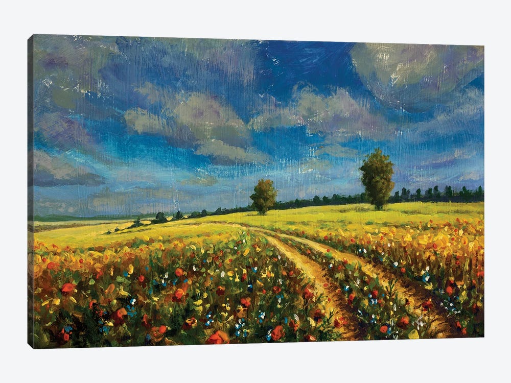 Warm Summer Landscape. Road In A Yello - Canvas Print | Valery Rybakow