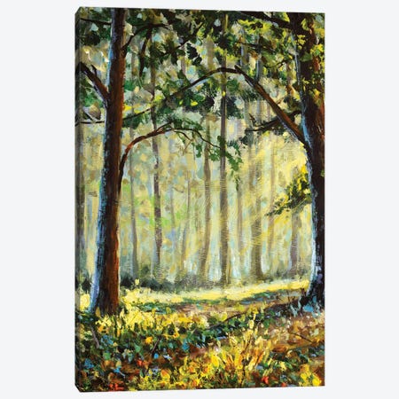 Positive Solar Painting With Sun Rays In The Forest Canvas Print #VRY1027} by Valery Rybakow Canvas Artwork