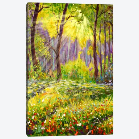 Sun In Forest Landscape Canvas Print #VRY102} by Valery Rybakow Art Print