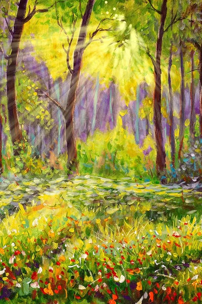 Valery Rybakow: Sun In Forest Landscape by Valery Rybakow