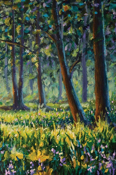 Trees In The Sunny Forest Park by Valery Rybakow canvas print