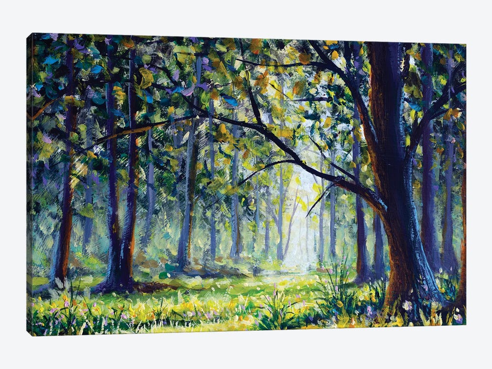 Trees In The Sunny Forest Park II by Valery Rybakow 1-piece Canvas Wall Art