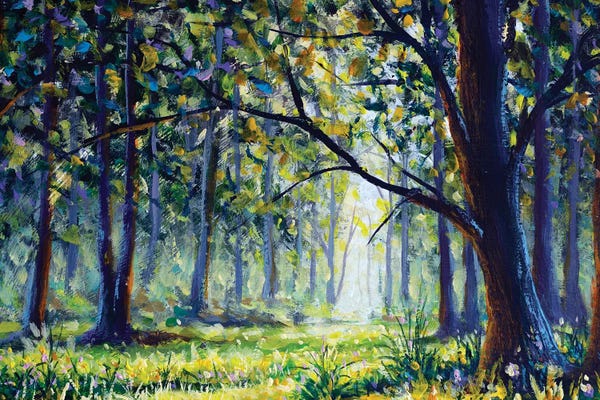 Valery Rybakow: Trees In The Sunny Forest Park II by Valery Rybakow