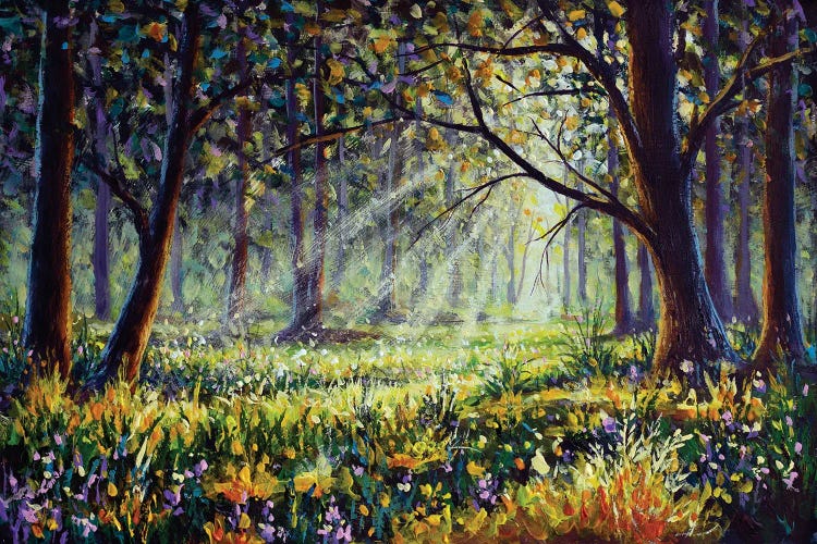 Flowers In Sunny Forest Landscape